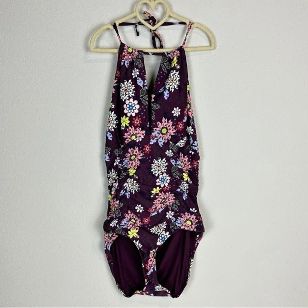 Anne Cole In Full Bloom Shirred Front One Piece Swimsuit 12